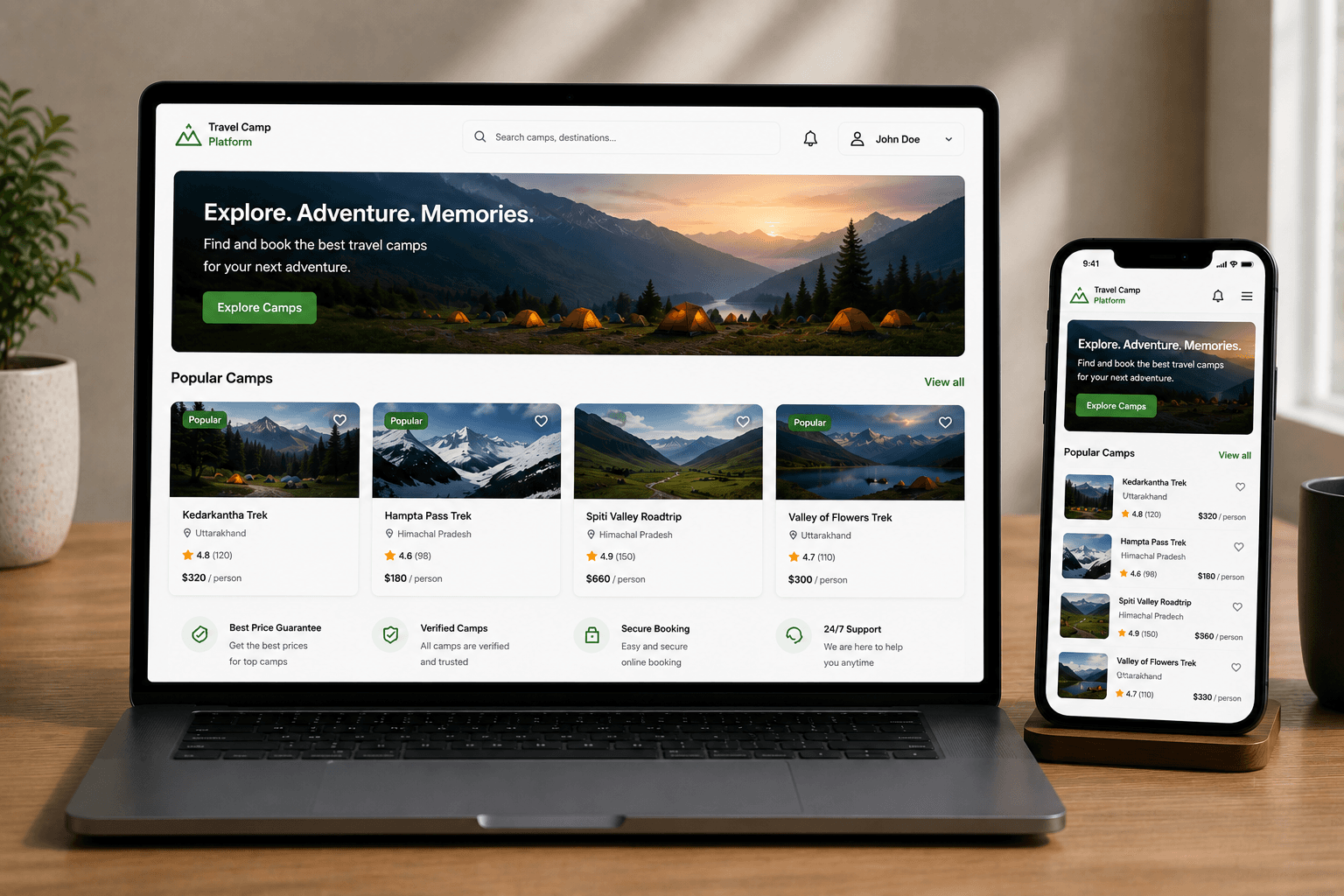 Travel Camp Platform dashboard preview